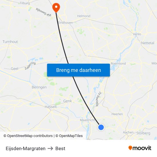 Eijsden-Margraten to Best map