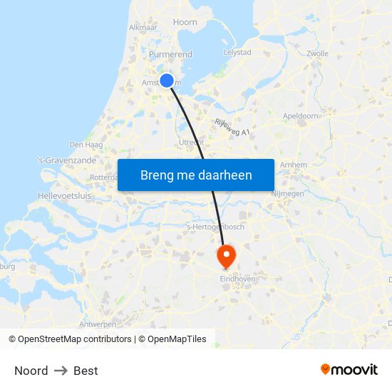 Noord to Best map