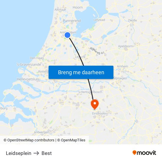Leidseplein to Best map