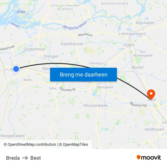 Breda to Best map