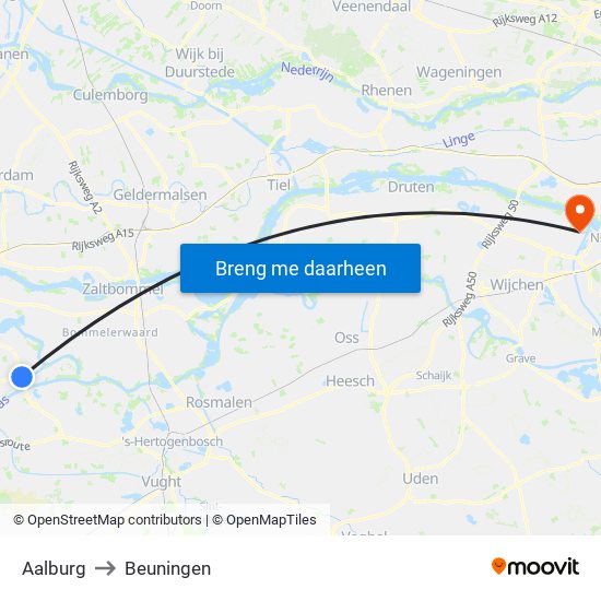 Aalburg to Beuningen map