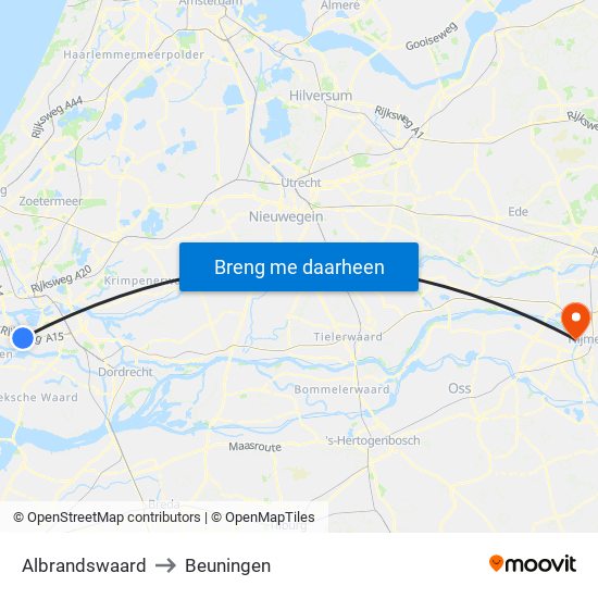 Albrandswaard to Beuningen map