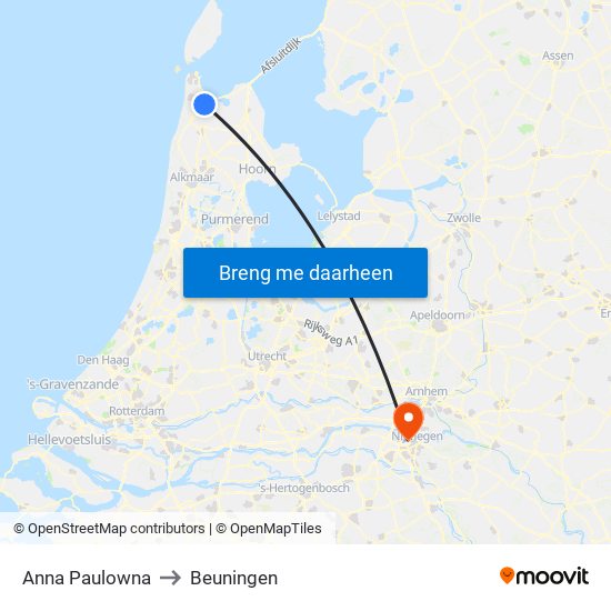 Anna Paulowna to Beuningen map