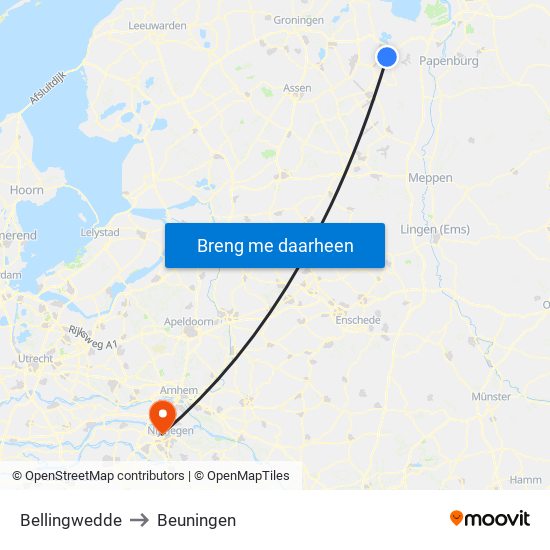 Bellingwedde to Beuningen map