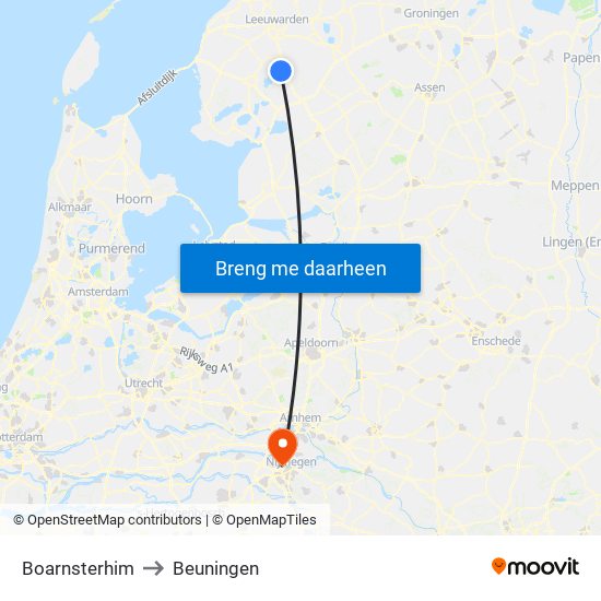 Boarnsterhim to Beuningen map