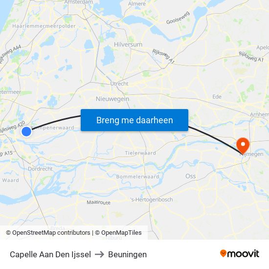 Capelle Aan Den Ijssel to Beuningen map