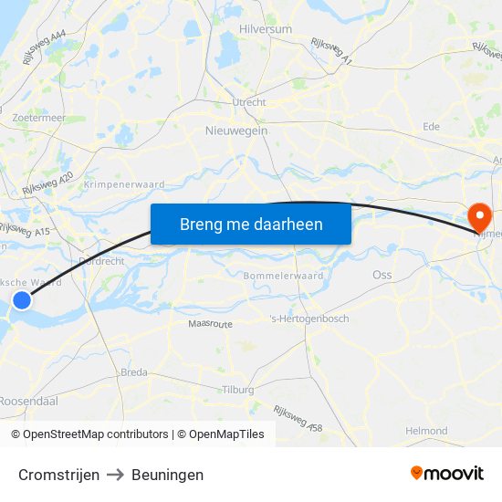 Cromstrijen to Beuningen map