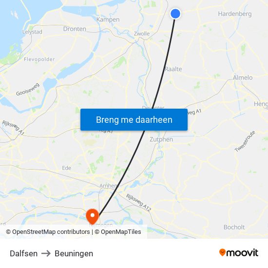 Dalfsen to Beuningen map