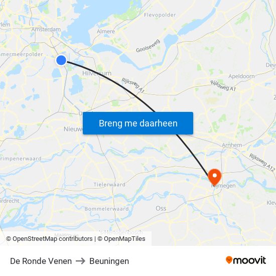 De Ronde Venen to Beuningen map