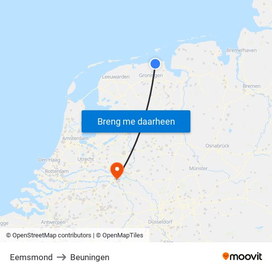 Eemsmond to Beuningen map