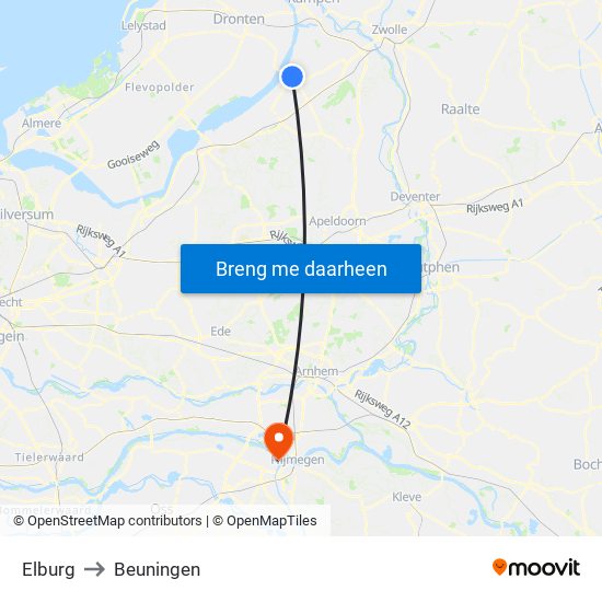 Elburg to Beuningen map