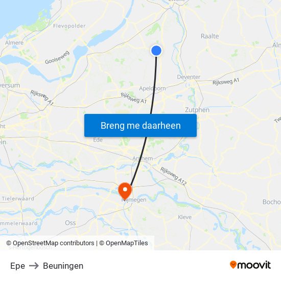Epe to Beuningen map
