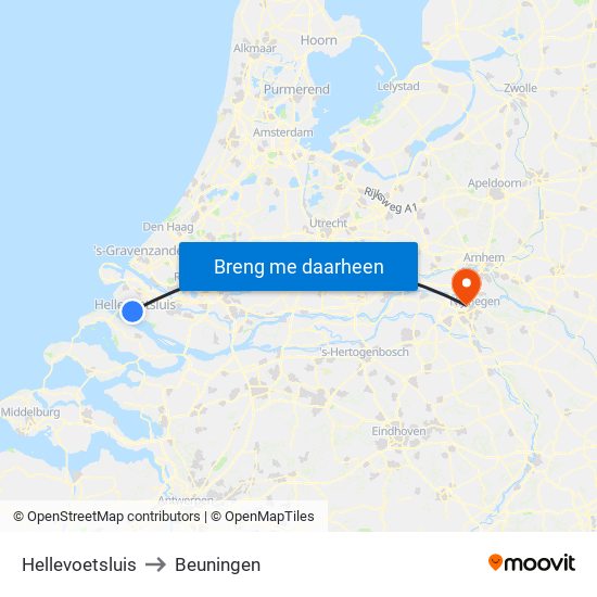 Hellevoetsluis to Beuningen map