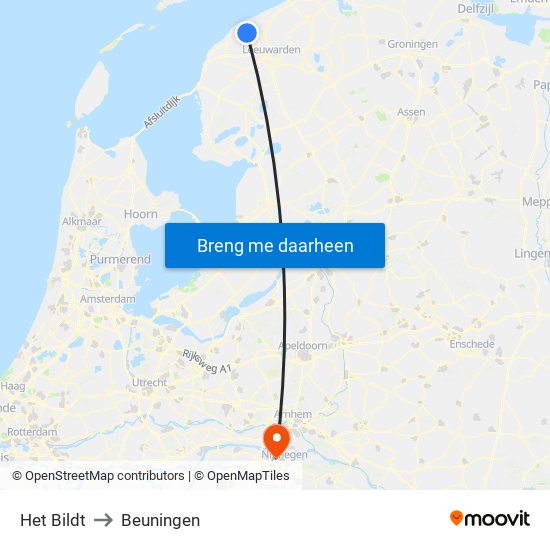 Het Bildt to Beuningen map