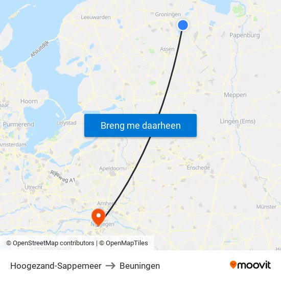 Hoogezand-Sappemeer to Beuningen map
