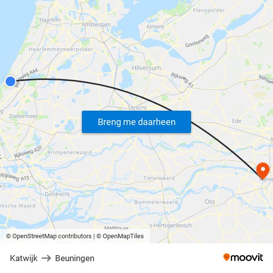 Katwijk to Beuningen map