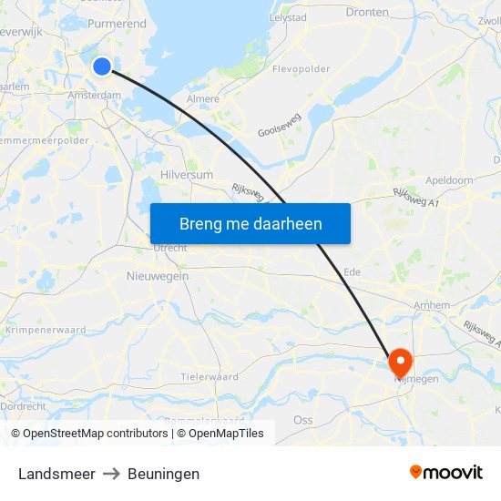 Landsmeer to Beuningen map