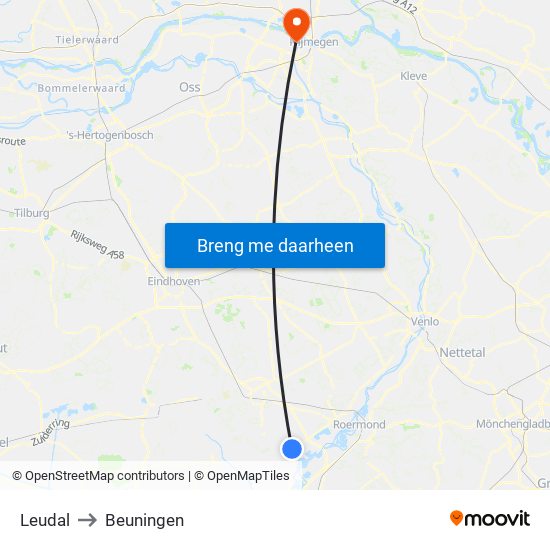 Leudal to Beuningen map