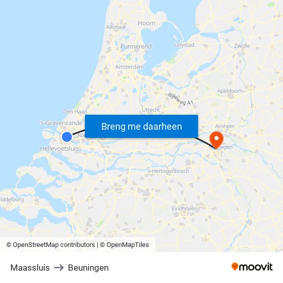 Maassluis to Beuningen map