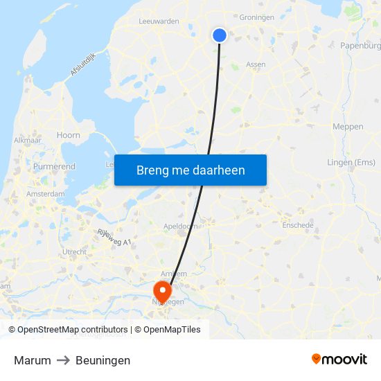 Marum to Beuningen map
