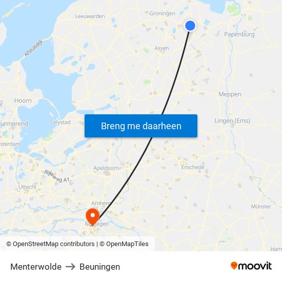 Menterwolde to Beuningen map