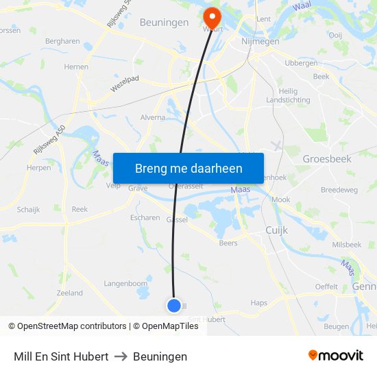 Mill En Sint Hubert to Beuningen map