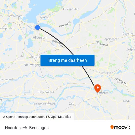 Naarden to Beuningen map