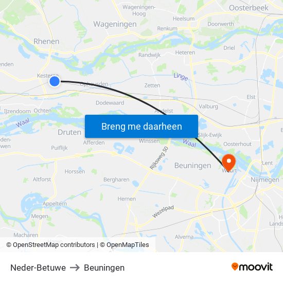 Neder-Betuwe to Beuningen map