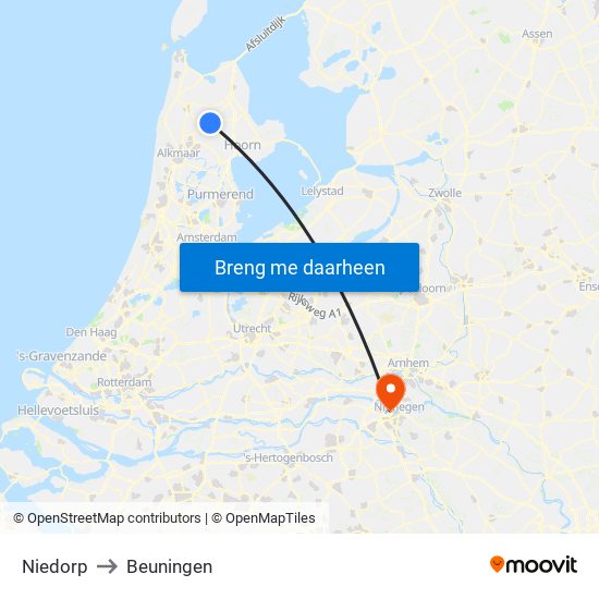 Niedorp to Beuningen map