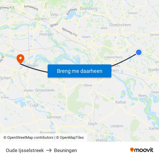 Oude Ijsselstreek to Beuningen map