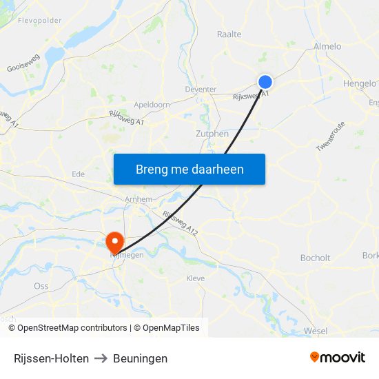 Rijssen-Holten to Beuningen map