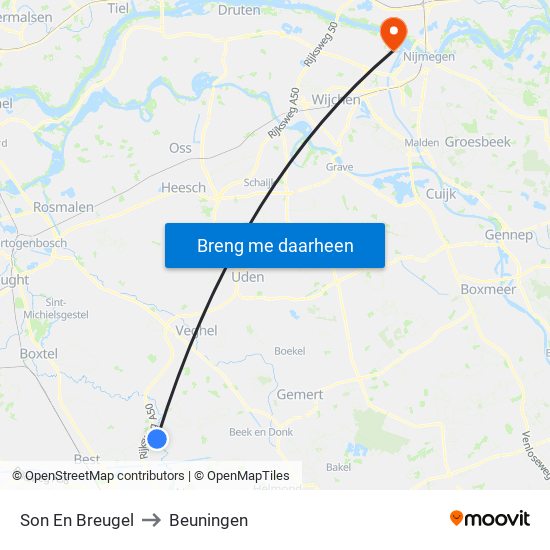 Son En Breugel to Beuningen map