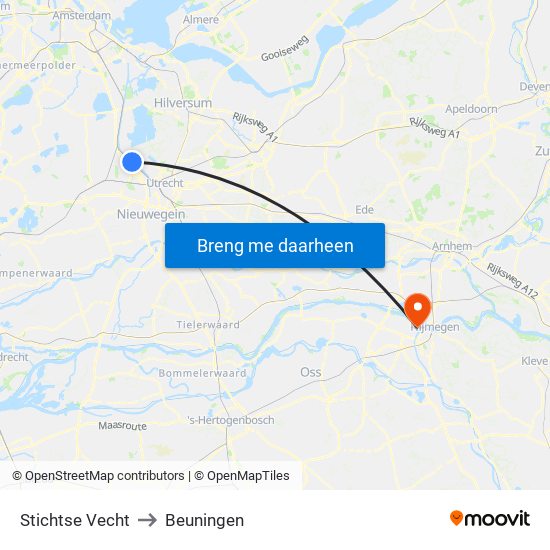 Stichtse Vecht to Beuningen map