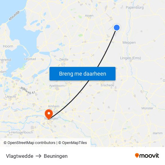 Vlagtwedde to Beuningen map