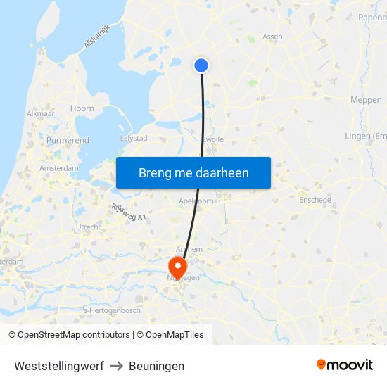 Weststellingwerf to Beuningen map