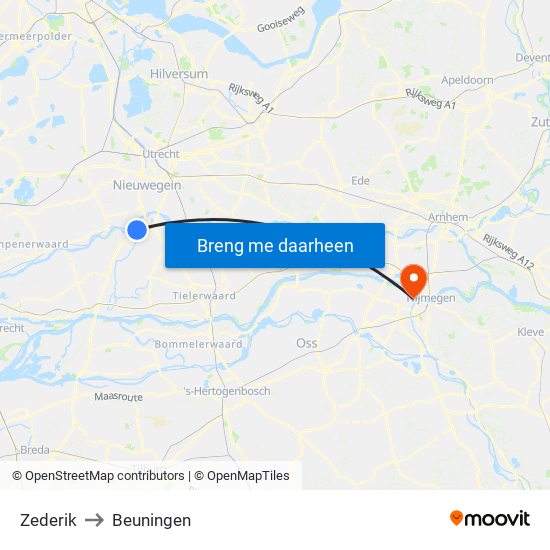 Zederik to Beuningen map
