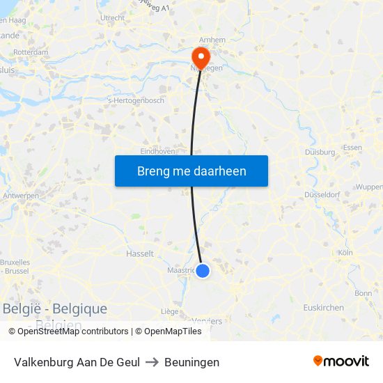 Valkenburg Aan De Geul to Beuningen map