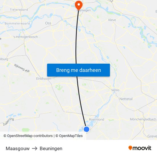 Maasgouw to Beuningen map