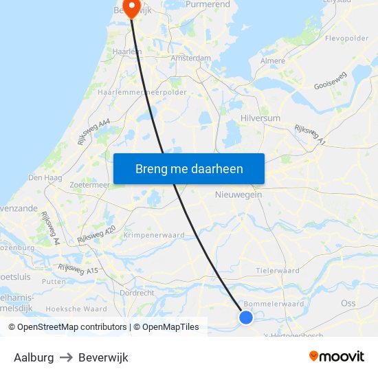 Aalburg to Beverwijk map