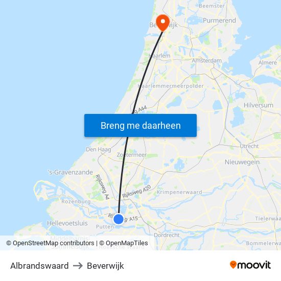 Albrandswaard to Beverwijk map