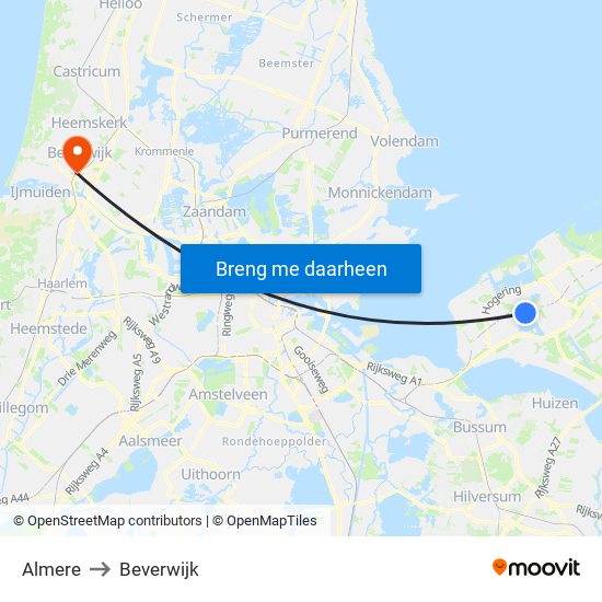 Almere to Beverwijk map