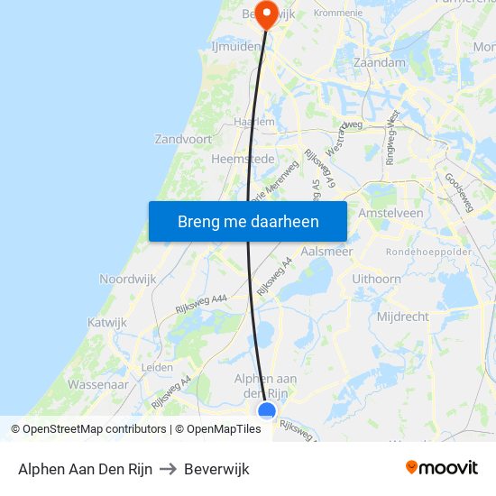 Alphen Aan Den Rijn to Beverwijk map