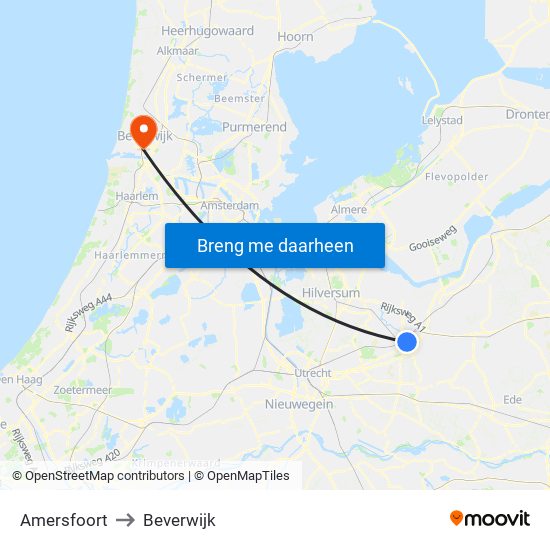 Amersfoort to Beverwijk map