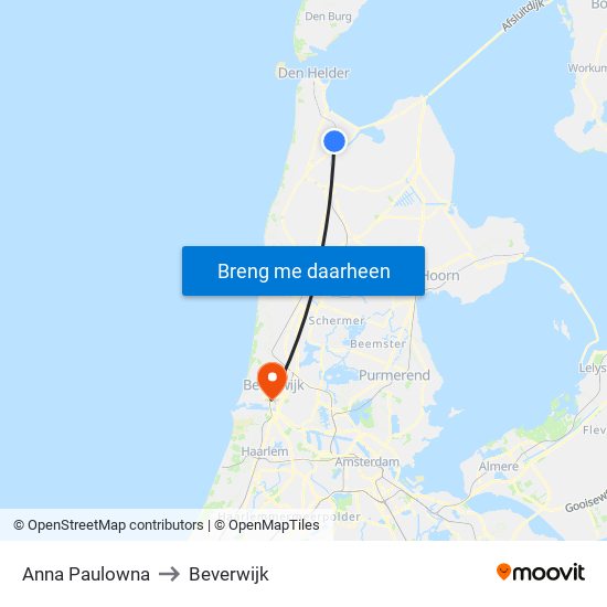 Anna Paulowna to Beverwijk map