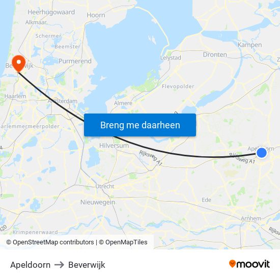 Apeldoorn to Beverwijk map