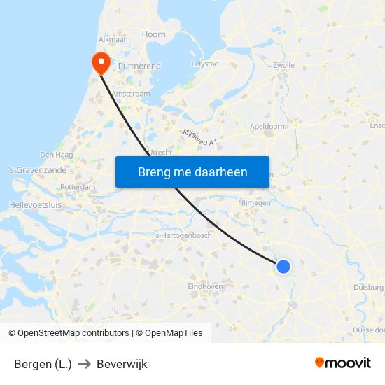 Bergen (L.) to Beverwijk map