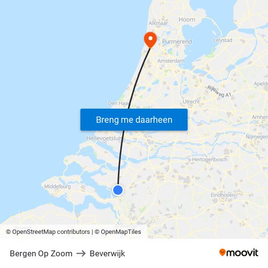 Bergen Op Zoom to Beverwijk map