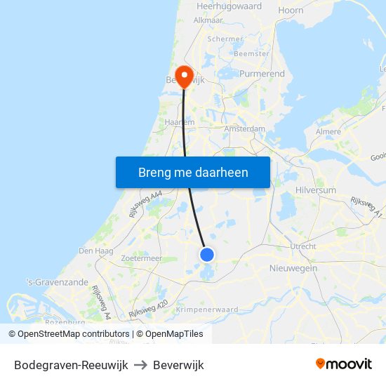 Bodegraven-Reeuwijk to Beverwijk map
