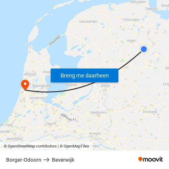 Borger-Odoorn to Beverwijk map