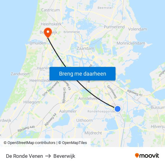 De Ronde Venen to Beverwijk map